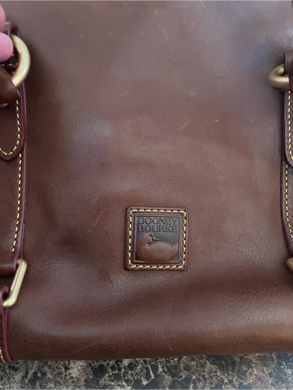 Dooney & Bourke large Chestnut Brown Leather Florentine satchel bag EUC - Picture 6 of 15